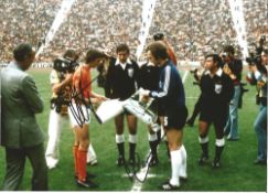 Johan Cruyff and Franz Beckenbauer signed 12x8 colour photo pictured before the 1974 World Cup