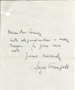 Joyce Grenfell 7x5 ALS in which she thanks fan for their kind words. Joyce Irene Grenfell OBE (née