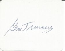 Gene Tunney signed 4x4 white card. James Joseph Gene Tunney (May 25, 1897 – November 7, 1978) was an