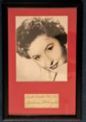 Barbara Stanwyck 17x11 mounted and framed signature piece includes signed album page dated 1927