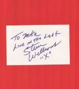 Actor, Steven Williams signed 6x4 white card, dedicated and inscribed to Mike. The inscription