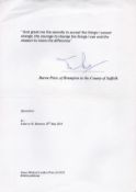 Baron James Prior British Politician Signed Quotation. Good condition. All autographs come with a