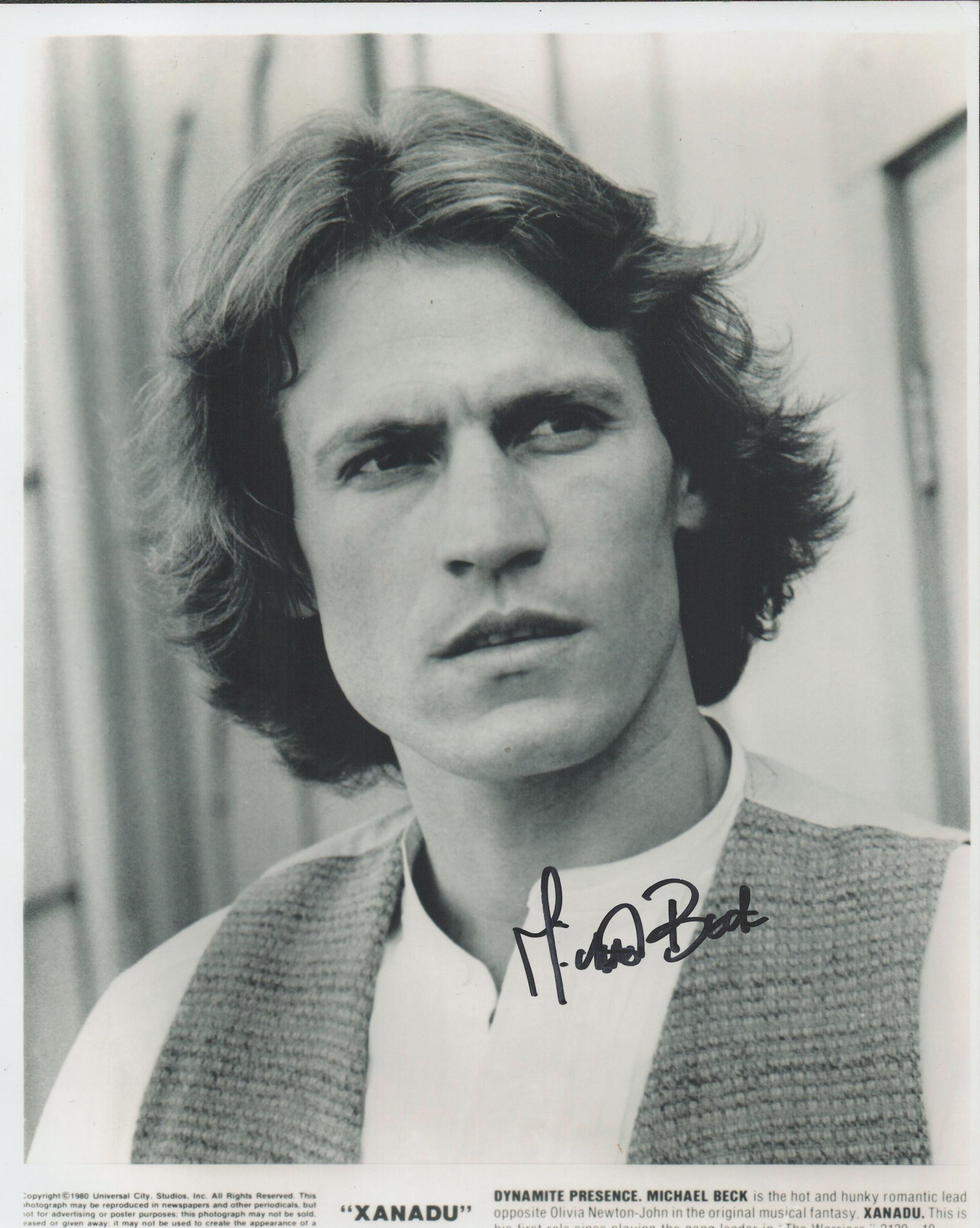Actor, Michael Beck signed 10x8 black and white promo photograph pictured as he plays Sonny Malone