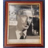 An Eye for an Eye Actor, Christopher Lee framed signature piece featuring a black and white lobby