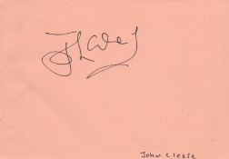 John Cleese signed 6x4 album page. John Marwood Cleese ( born 27 October 1939) is an English