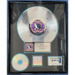 Elton Johns personal RIAA official 1,000000 Platinum Sales Record Award