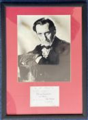 Peter Cushing 20x14 mounted and framed signature display includes a signed album page and a