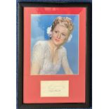Joan Fontaine 17x12 mounted and framed signature display includes signed album page and a stunning