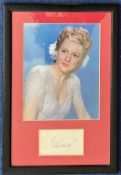 Joan Fontaine 17x12 mounted and framed signature display includes signed album page and a stunning