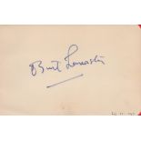 Burt Lancaster signed 7x5 album page. Burton Stephen Lancaster (November 2, 1913 - October 20, 1994)