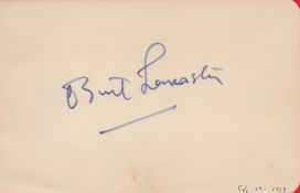 Burt Lancaster signed 7x5 album page. Burton Stephen Lancaster (November 2, 1913 - October 20, 1994)