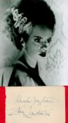Charles Laughton and Elsa Lanchester signed 7x4 album page and a Elsa Lanchester Bride of