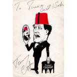 Tommy Cooper signed 9x6 illustrated sheet dedicated. Thomas Frederick Cooper (19 March 1921 - 15