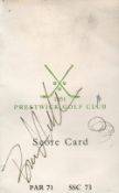 Actor, Bruce Willis signed Prestwick Golf Club score card. Opened up, this card is approx 5.5x7