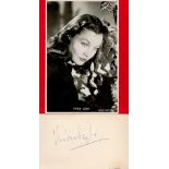 Vivien Leigh signed 4x3 album page and a vintage 6x4 black and white photo.