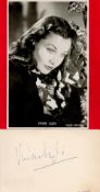 Vivien Leigh signed 4x3 album page and a vintage 6x4 black and white photo.