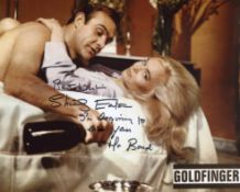 007 James Bond actress Shirley Eaton signed Goldfinger movie photo, unusually, she has also added