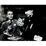 Christopher Lee signed 14x11 black and white photo fantastic image.