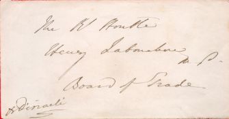 Benjamin Disraeli signed 7x3 letter page taken from the Kirby autograph collection. Benjamin