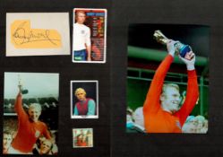 Bobby Moore 12x8 overall signature piece includes signed album page cutting and various images