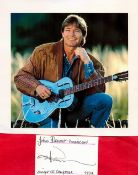 John Denver signed 4x3 white card and 8x8 colour photo.