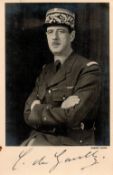 Charles de Gaulle signed 5x4 vintage black and white photo taken from the Kirby autograph