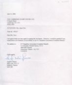 World War II TLS by Hugh K. Munro dated June 21, 2000. Letter gives reference to receiving donations