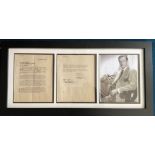 Basil Rathbone 32x16 mounted and framed signature display includes a rare typed and signed vintage