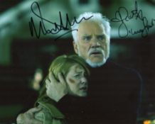 Halloween horror movie 8x10 inch photo signed by Scout Taylor-Thompson and Malcolm McDowell