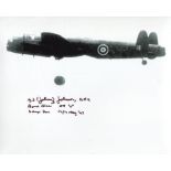 The Dambusters veteran George Johnson signed 8x10 photo. This is very rare as he has added 'Bomb