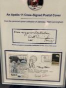 Apollo 11 signed autograph display. Astronauts, Neil Armstrong, Buzz Aldrin and Michael Collins