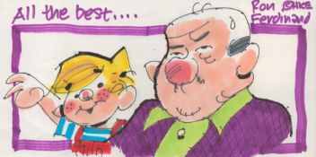 Cartoonist, Ron Ferdinand signed 8x4 Dennis the Menace drawing inscribed All The Best. Ferdinand