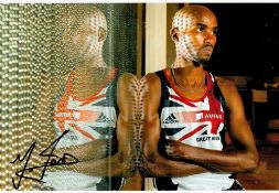 Mo Farah signed 12x8 colour photo. Sir Mohamed Muktar Jama Farah CBE OLY (born 23 March 1983), known