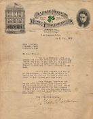 Charlie Chaplin TLS dated April 6th 1916 on headed Charlie Chaplin Music Publishing Co paper in