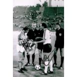 Johan Cruyff and Franz Beckenbauer signed 12x8 black and white photo.