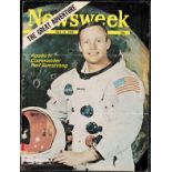Neil Armstrong signed Magazine cover mounted to card dated July 21 1969 signature faded.