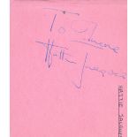 Hattie Jaques signed 5x4 album page. Hattie Jacques ( born Josephine Edwina Jaques; 7 February