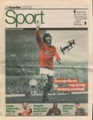 Football legend, George Best signed The Guardian newspaper photo page from the copy of 21st April