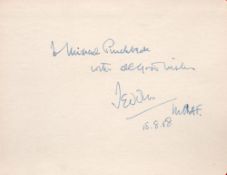Marshal of the Royal Air Force Arthur William Tedder, 1st Baron Tedder signed 5x4 approx white card.