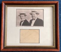 Laurel and Hardy 10x9 mounted framed signature display includes signed album page and a vintage