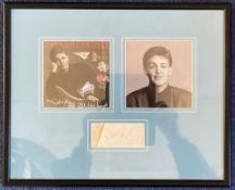 Singer, Paul McCartney signature piece double mounted and framed, approx 12.5x16. This beautiful