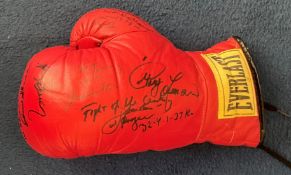 Boxing Heavyweight Legends Red Everlast Boxing Glove Multi Signed By 7 Legends Of The Ring 'The