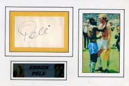 Pele 14x10 mounted signature piece included signed album page name plaque and a fantastic iconic