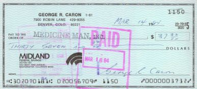 WW2 Technical Sergeant George Robert Caron signed Midland Federal Savings Cheque dated Mar 14