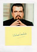 James Bond Michael Lonsdale Hugo Drax from the Bond film Moonraker signed signature card attached to