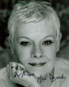 James Bond Judi Dench signed and dedicated 10x8 black and white photograph for Adam Dame Judith