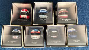 7 x Minichamps Helmet Collection, Miniature Helmets of F1 Drivers 1/8th Scale including Olivier