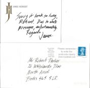 James Herbert signed 6x4 embossed card. Good condition. All autographs come with a Certificate of