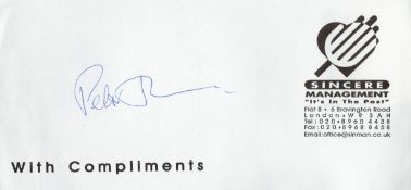 Peter Jenner, a signed 8x4 Sincere Management compliments slip. A music manager, former manager of