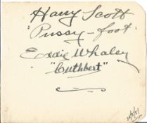 Harry Scott and Eddie Whaley signed album page. Music Hall duo. Good condition. All autographs